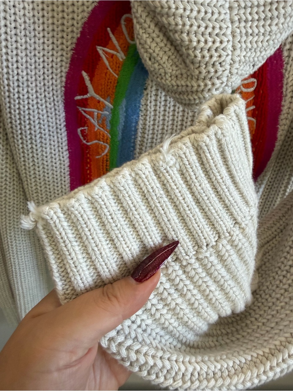 ZADIG & VOLTAIRE Anya Rainbow Zip Hoodie Ecru M - Picture 11 of 13